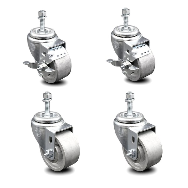 Service Caster 3 Inch Semi Steel Wheel Swivel 10mm Threaded Stem Caster Brake SCC, 2PK SCC-TS20S314-SSS-M1015-2-TLB-2 - main